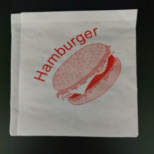 Sáček papírový na HAMBURGER bílý s nápisem 16x16 cm (500 ks)