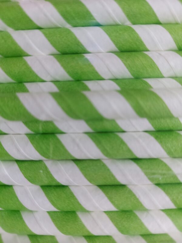 Papírová brčka JUMBO pruhovaná zeleno-bílá 8/250 mm (100 ks) - Obrázek 2