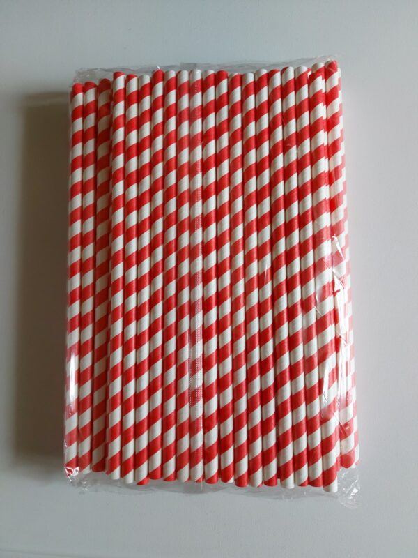 Papírová brčka JUMBO pruhovaná červeno-bílá 8/250 mm (100 ks) - Obrázek 3