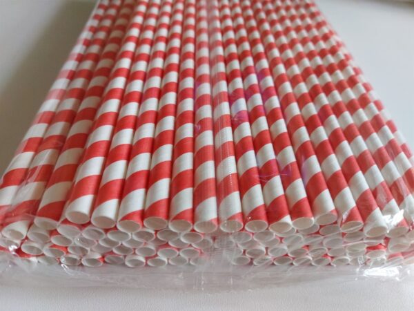 Papírová brčka JUMBO pruhovaná červeno-bílá 8/250 mm (100 ks)