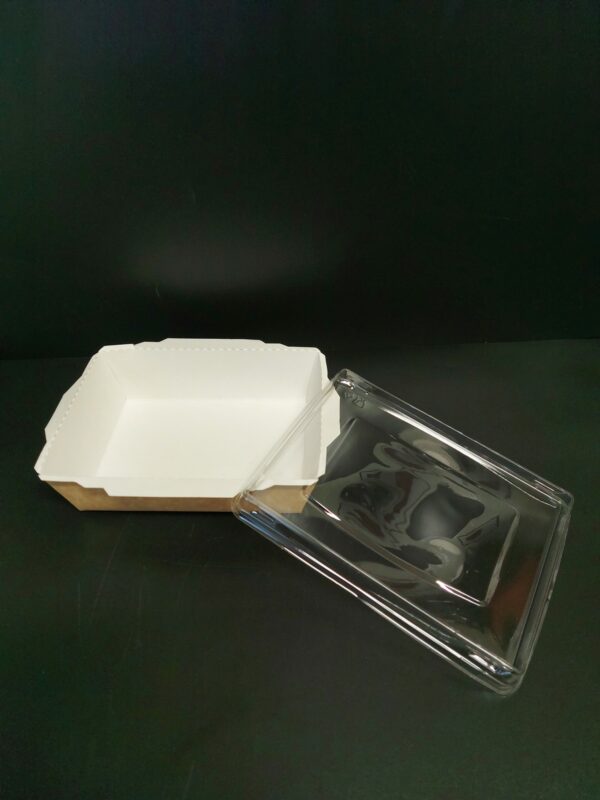 Box na salát Eko KRAFT 900 ml, 150x150x50 mm, vč. transparentního víčka (50 ks) - Obrázek 6
