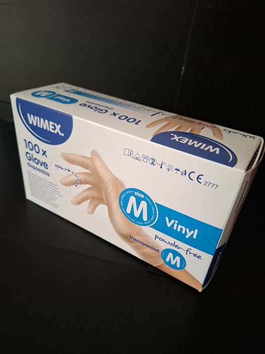 Rukavice jednorázové vinylové M nepudrované transparentní (100 ks)