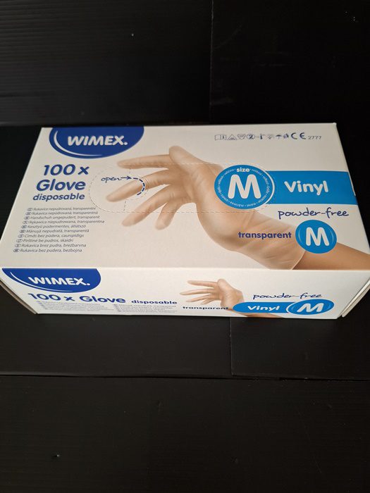 Rukavice jednorázové vinylové M nepudrované transparentní (100 ks) - Obrázek 2