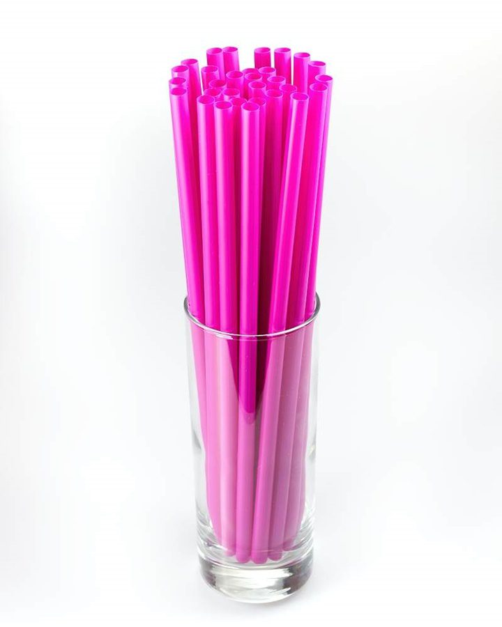 Plastová brčka JUMBO (opakovatelně použitelná) - růžová neon (150 ks)