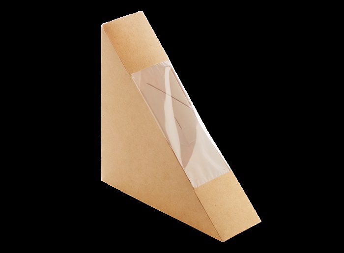 Box papírový hnědý s okénkem na sendvič 130x130x40 mm (50 ks)